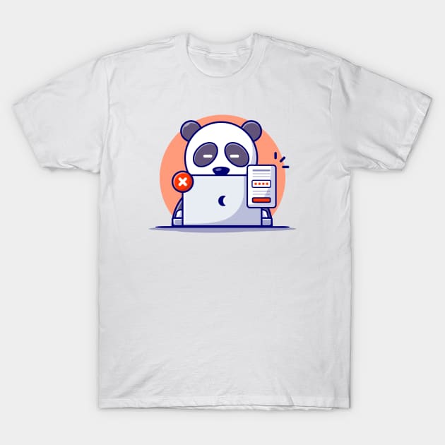 Cute Panda Working With Laptop And Forgot The Password T-Shirt by Catalyst Labs